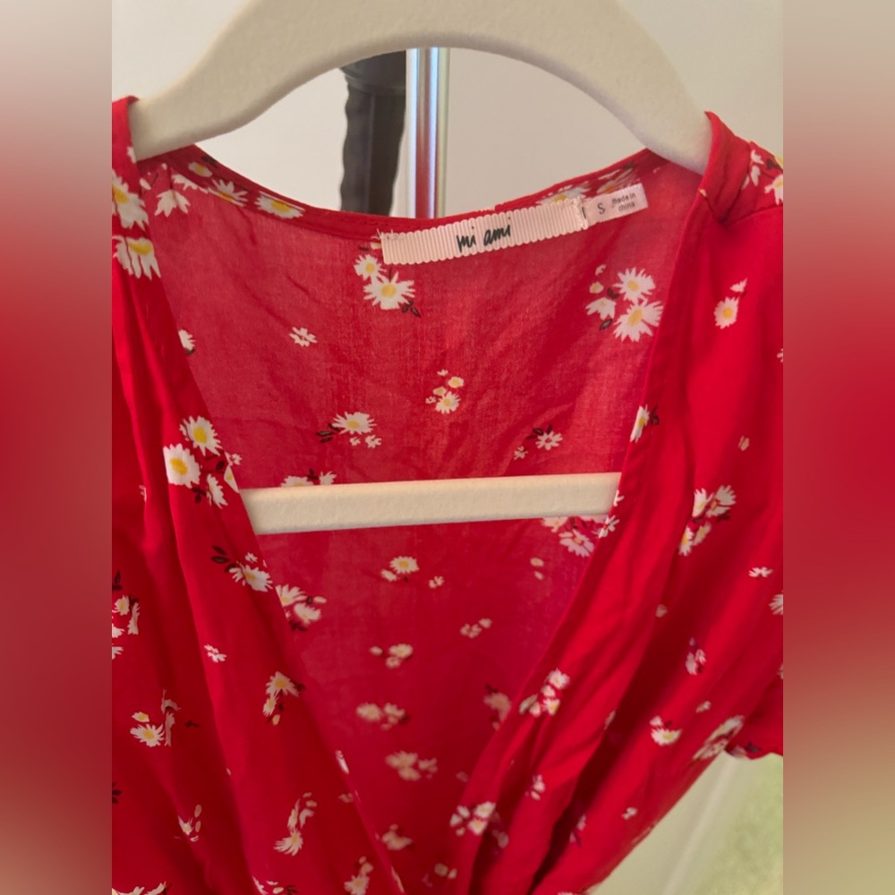 Red Floral Dress by mi ami